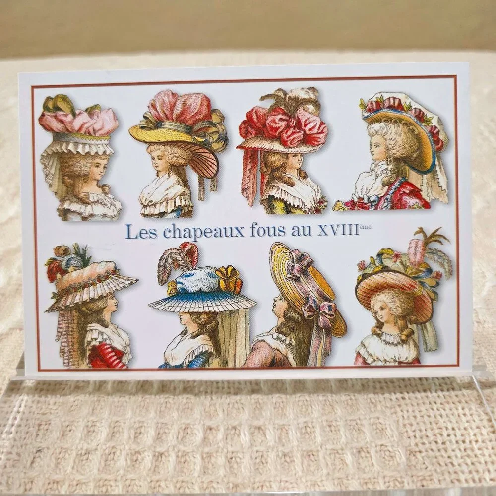 1999 Les Chapeaux Fous au XVIII French Hat Fashion Editions Mirontaine Postcard